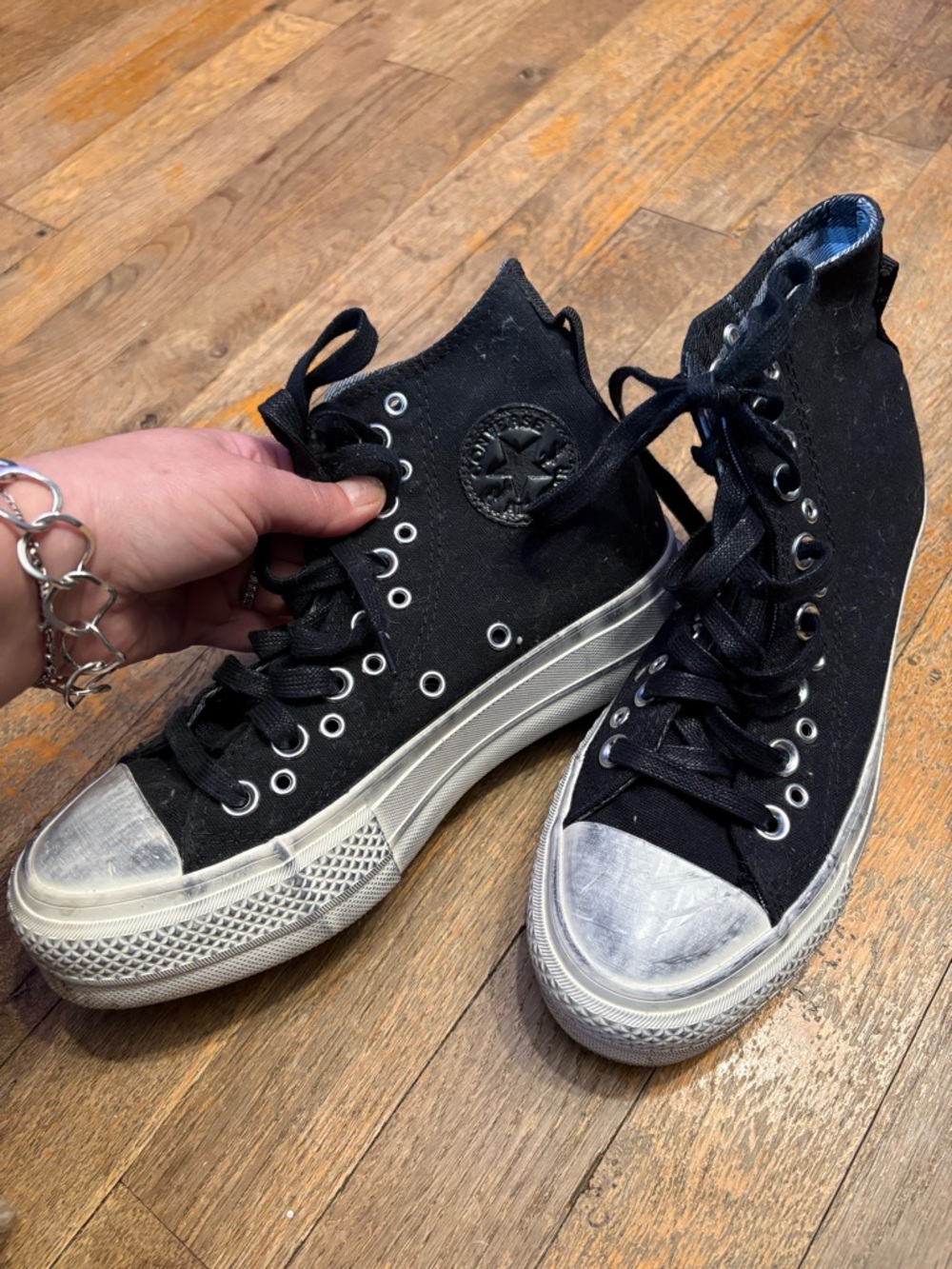 Converse Black High-Top Sneakers, women’s 5